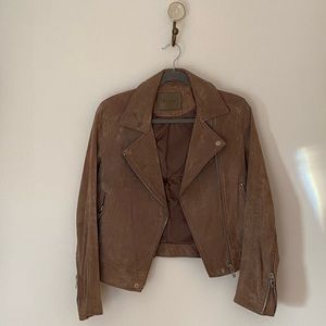 NYC Brown Genuine Suede Leather Small Moto Jacket